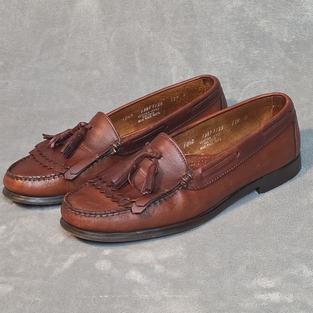 Vintage GH Bass Kiltie Loafers Men's Size 10.5 D Oiled Brown Leather Made In USA